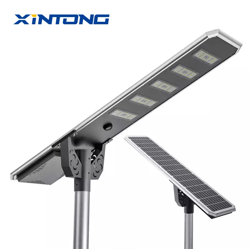 Farola LED solar integrada para exteriores