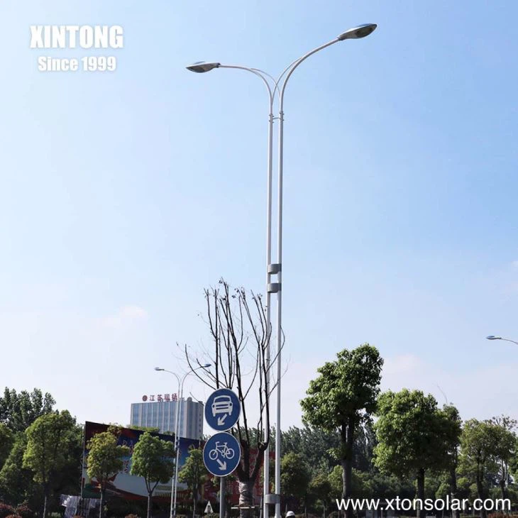 12meter Double Arm Led Street Light Galvanized Pole Price